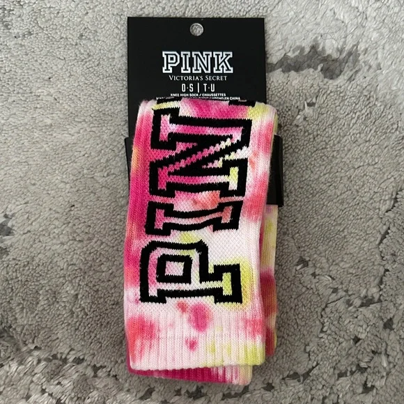 PINK Victoria's Secret Tie-Dye Socks - Pink and Yellow - Picture 4 of 4